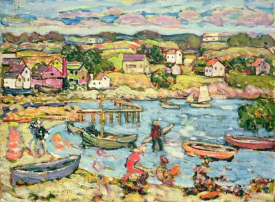 手漕ぎボートのある風景1916-18 作： Maurice Brazil Prendergast